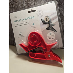 Wrap Buddies Gift Wrapping Paper Tool 2 Holder Clamps w/Tape Dispenser NEW(170)
